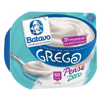 Iogurte Grego Batavo Pense Zero Tradicional Pote 100G