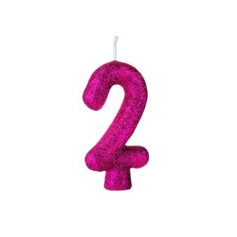 Vela De Aniversário Regina Cintilante Pink N2 1Un