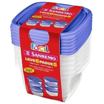 Pote Sanremo Quadrado 800Ml Ref 125/7 Leve 6Un Pague 5Un Conjunto 6Un