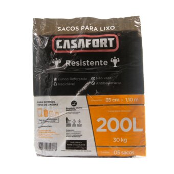 Saco De Lixo Casafort 200 Litros Embalagem 5 Un