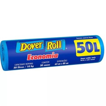 Saco De Lixo Dover Roll Economia 50L 10Kg Rolo 30 Un