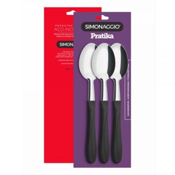 Colher De Mesa Simonaggio Pratika Preto 3 Preças