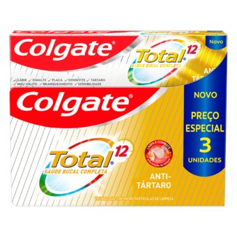 Creme Dental Antitártaro Colgate Total 12 90G 3 Unidades