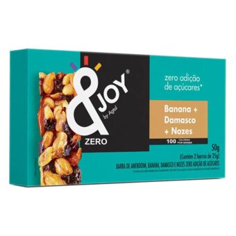 Barra De Frutas &Joy Sem Açúcar Banana, Damasco E Nozes 50G