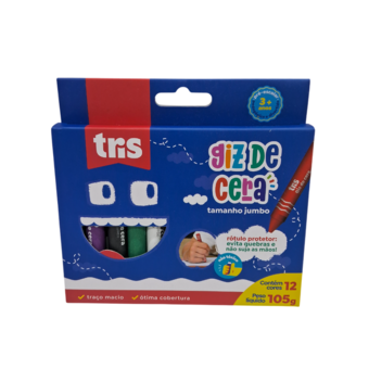 Giz De Cera Tris Jumbo 12 Cores