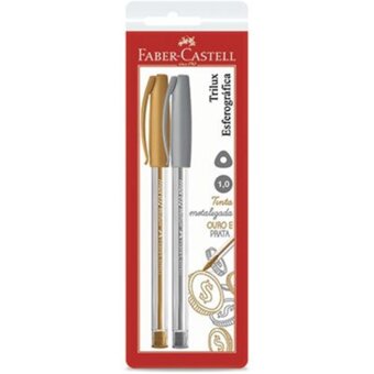 Caneta Faber Castell Prata E Ouro Com 2 Unidades