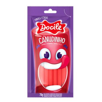 Bala Docile Regaliz Canudinho Morango Embalagem 70G
