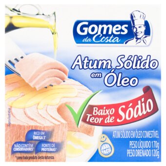 Atum Sólido Gomes Da Costa Em Óleo Baixo Sódio Lata 170G