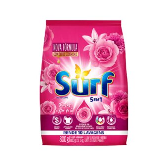 Detergente Lava Roupas Em Pó Surf 5Em1 Rosas E Flor De Lis 800G