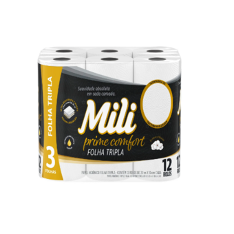 Papel Higiênico Mili Prime Neutro Folha Tripla 20M 12Un