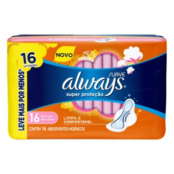 Absorvente Always Super Proteção Suave Com Abas 16 Unidades