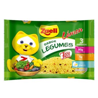 Macarrão Instantâneo Zaeli Lámen Legumes Embalagem 85G