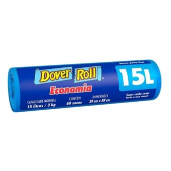 Saco De Lixo Dover Roll Econômica 15L Embalagem 60 Un
