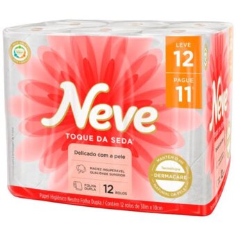 Papel Higiênico Folha Dupla Neve Neutro 30M Leve 12 Pague 11Und.